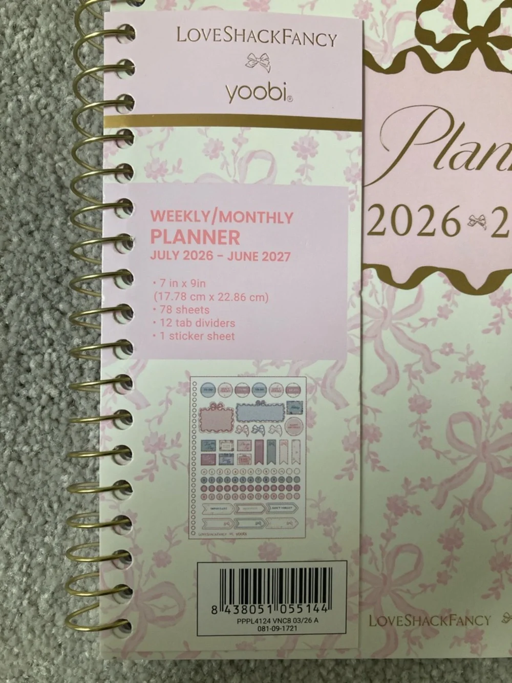 IN-HAND | LoveShackFancy x Target Yoobi Coquette Bow Monthly Weekly Planner